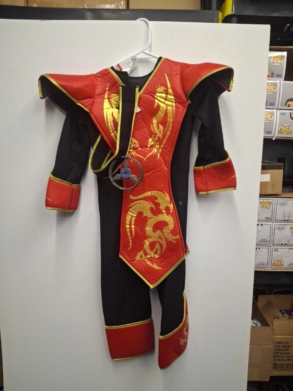 Disguise Boy Ninja Jumpsuit Costume With Belt Star Mask Size S 4-6 Red/Black
